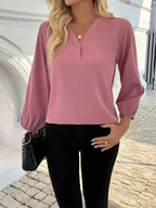 Elegant Long Sleeve V-Neck With Cross Front Design, Chic Solid Color Top For Seasonal Outfits