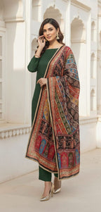 Colourful Ethnic Suit Set With Spectacular Embellished Mirrored Dupatta