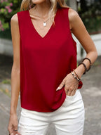 Classic Summer Blouse For Women, NISWA STYLE V-Neck Sleeveless Tank, Loose Fit, Lightweight Style