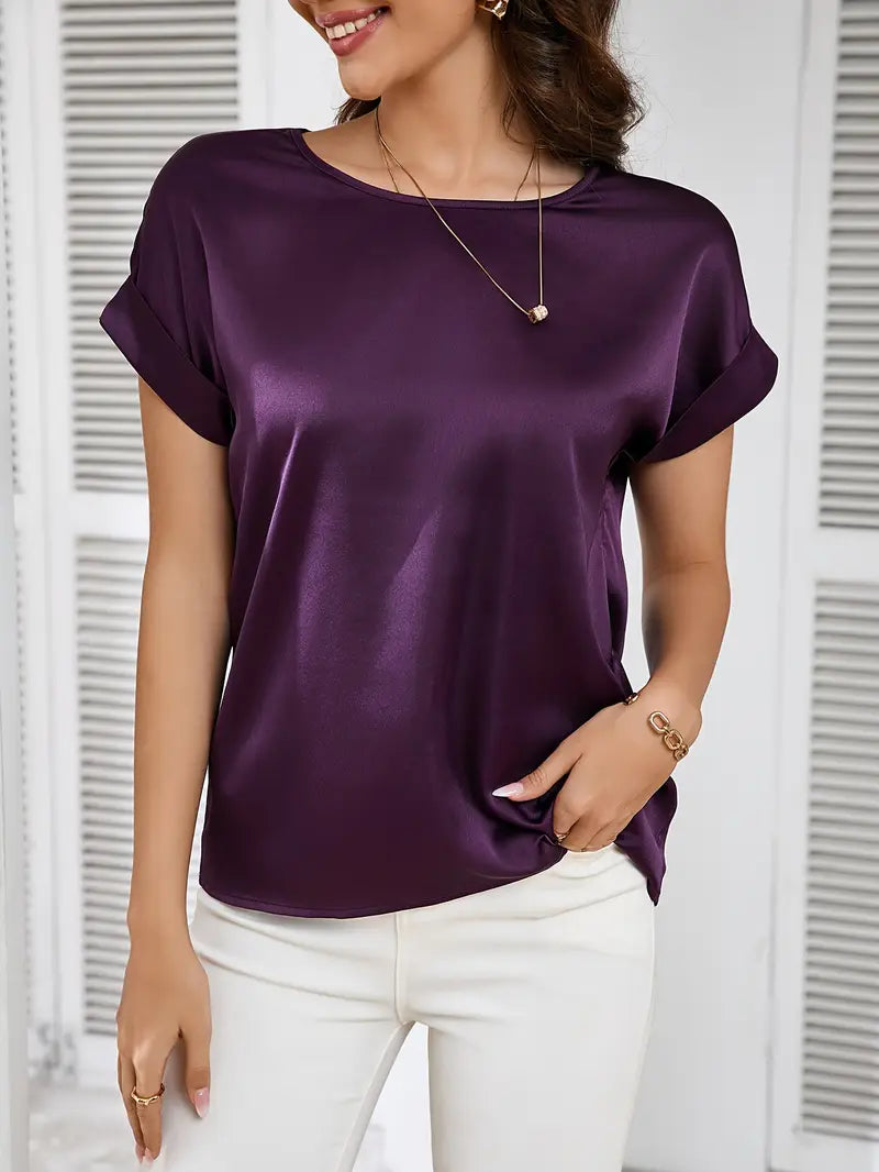 Niswa Style Elegantly Women’s Short-Sleeved T-Shirt, Casual Round Neck, Fashionable And Semi-Formal