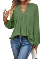 Elegant Pleated Office Blouse – Ice Silky Fabric Shirt For Women, Breathable & Stylish Wear