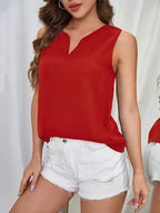 Solid Notch Neck Tank Top, Casual Sleeveless Top, Lightweight And Comfortable, Versatile Women’s Clothing