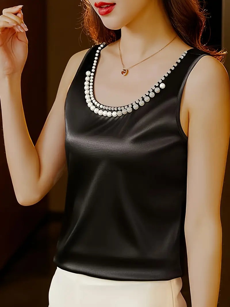 Stylish Sleeveless Blazer Jacket – Slim-Fit Color-Block Lapel Collar, Semi-Sheer Loose Fit For Office And Casual wear
