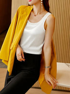 Stylish Sleeveless Blazer Jacket – Slim-Fit Color-Block Lapel Collar, Semi-Sheer Loose Fit For Office And Casual wear