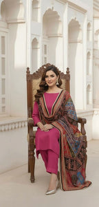 Colourful Ethnic Suit Set With Spectacular Embellished Mirrored Dupatta