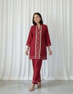 Cotton Slub Kurti Palazzo Set – Soft Co-Ord With Elegant Lace Detailing - Comfortable Daily Wear Kurta & Palazzo For Women