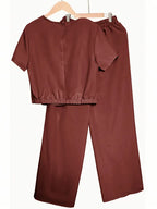 Elegant 2-Piece Set, Short Sleeve Top & Wide Leg Pants With Pockets, Regular Fit, Effortless Casual & Dressy Wear