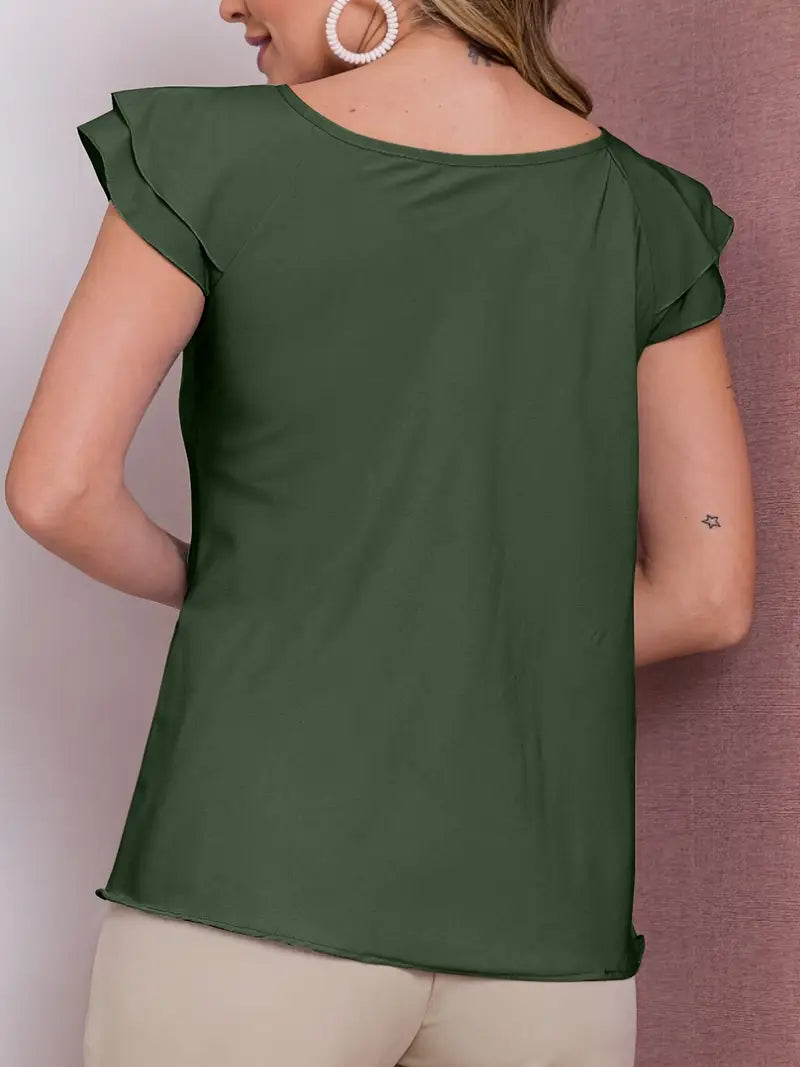 Elegant Sleeveless Tie-Neck Blouse, Vibrant Color, Chic Summer Casual Top For Stylish Everyday Wear