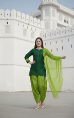 Premium Three Piece Cotton Silk Suit With Organza Dupatta - Stitched Shirt & Trouser Set
