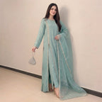Luxury Silk Suit With Embroidered Lace