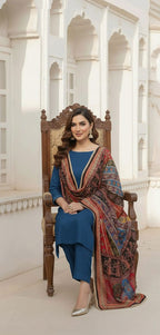 Colourful Ethnic Suit Set With Spectacular Embellished Mirrored Dupatta