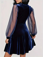 Elegant Korean Chic A-Line Dress – Long Sleeve Formal & Casual Wear For Women | Flattering Fit & Flare Silhouette Outfit