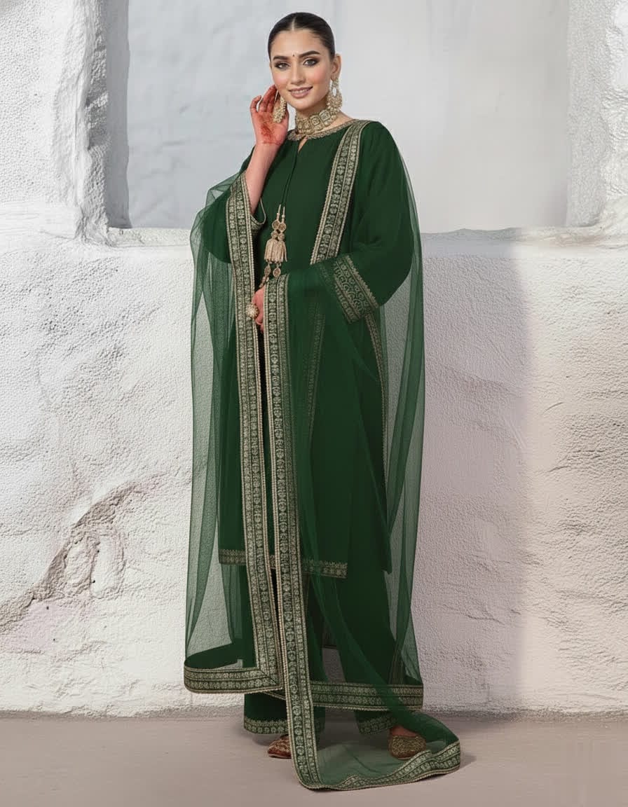 Maroon Shine Silk Kurta Trouser Set With Embroidered Lace & Net Dupatta - Luxury Ethnic Wear