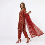 Red Luxury Festive Suit With Zari & Tilla Work