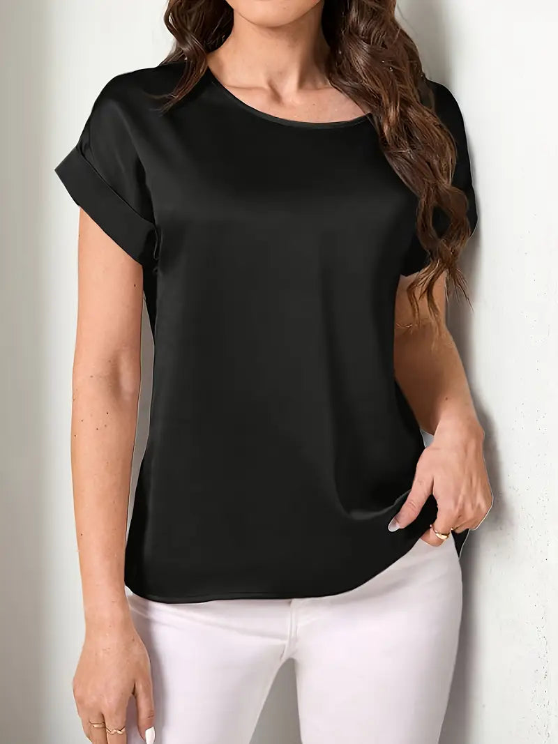 Niswa Style Elegantly Women’s Short-Sleeved T-Shirt, Casual Round Neck, Fashionable And Semi-Formal