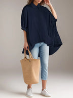 Women’s Chic Cover-Up Shirt –  Short Sleeve, Collared Casual Top For Summer Spring & Fall Outings