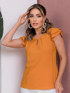 Elegant Sleeveless Tie-Neck Blouse, Vibrant Color, Chic Summer Casual Top For Stylish Everyday Wear