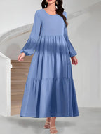 Elegant A-Line Maxi Dress – Puffed long Sleeves, Formal Gown, Perfect For Weddings, Proms & Special Events