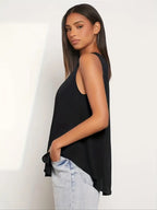 Minimalist Vest Dipped Hem – Asymmetrical Sleeveless, High-Low Top Black And Navy Blue For Stylish Outfits