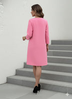 Women's Casual V-Neck Long Sleeve Pencil Dress – Slim-Fit Office & Everyday Wear With Smooth Texture And Relaxed Elegant Fit