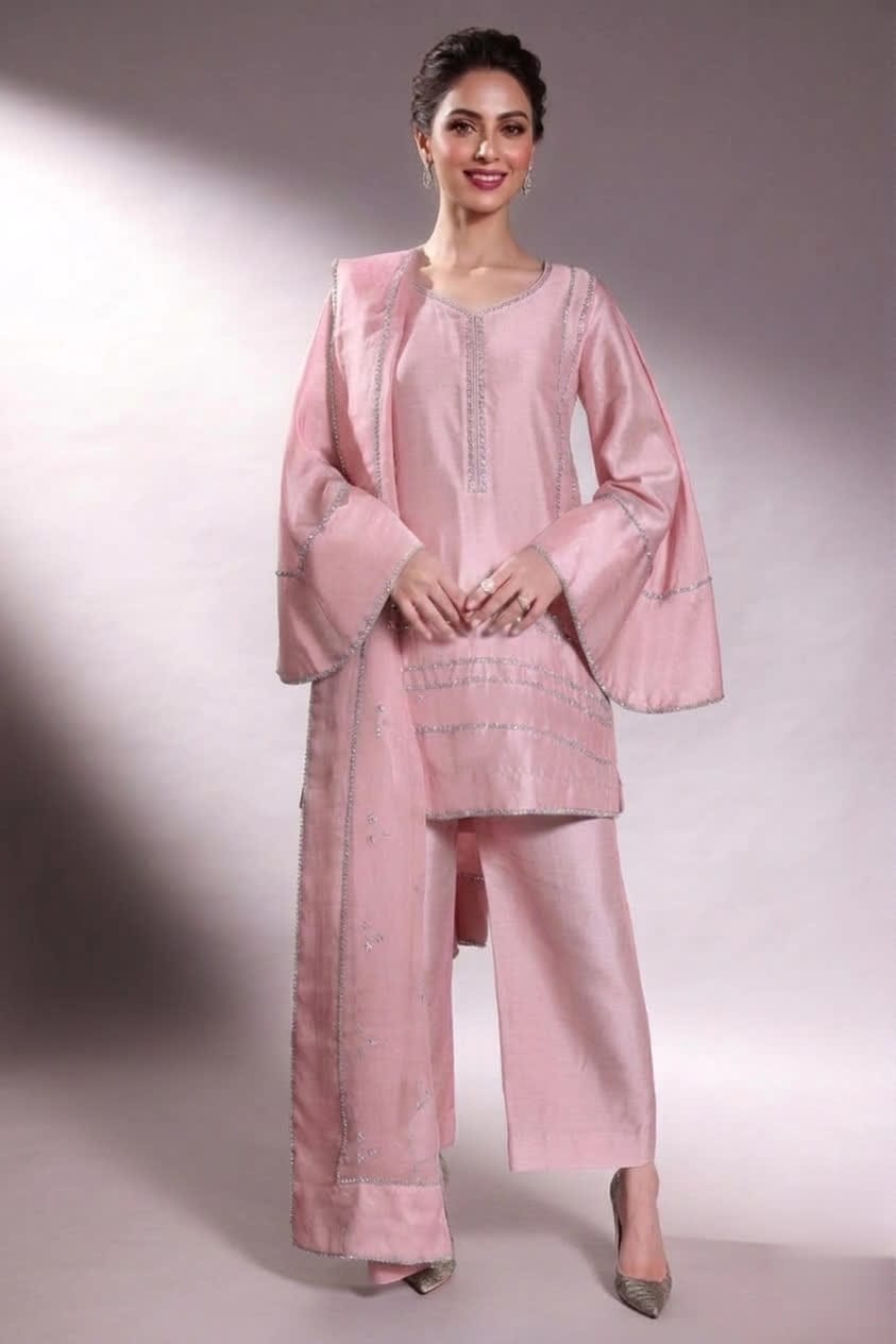 Trendy Armani Silk Culottes Suit With Swarovski Crystal Detailing.