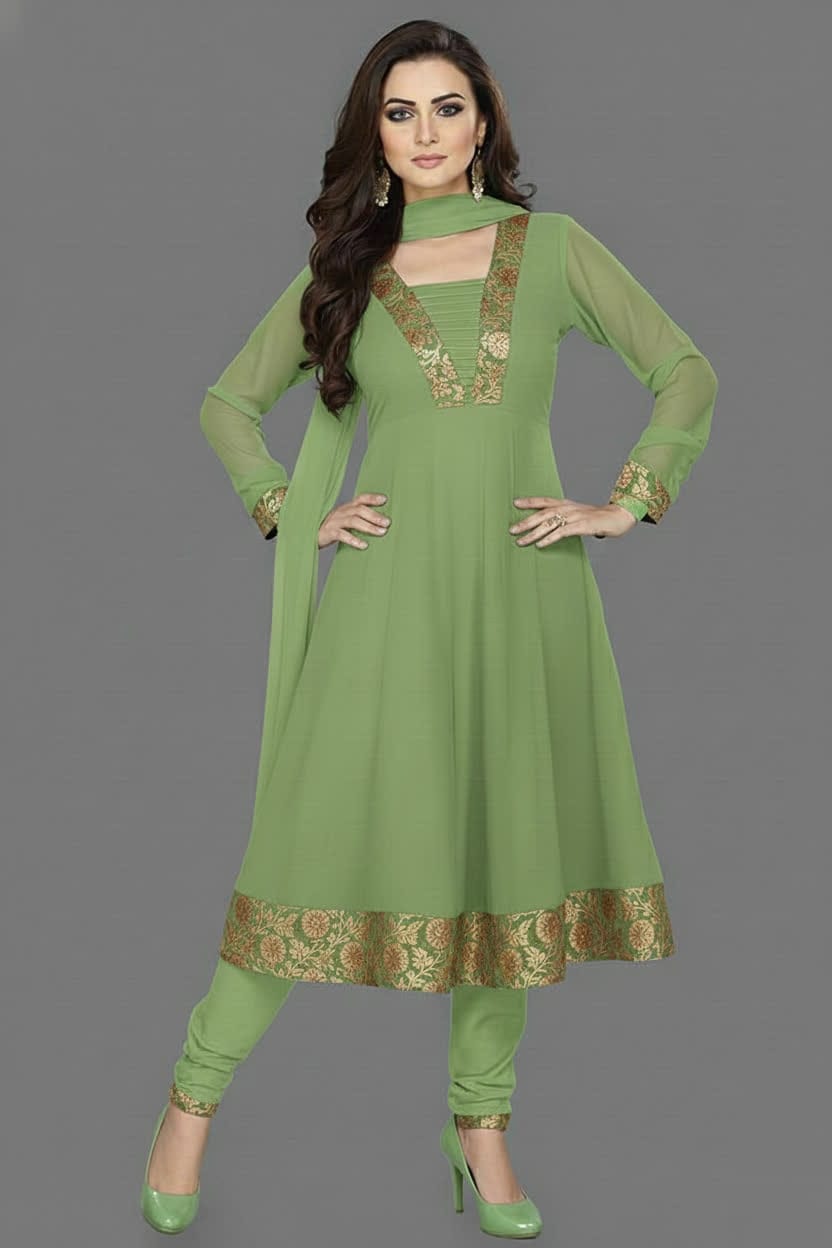 Premium Anarkali Dress Set – Women’s Churidar Suit With Chiffon Dupatta In Multiple Shades Party Wear & Festive Outfit.