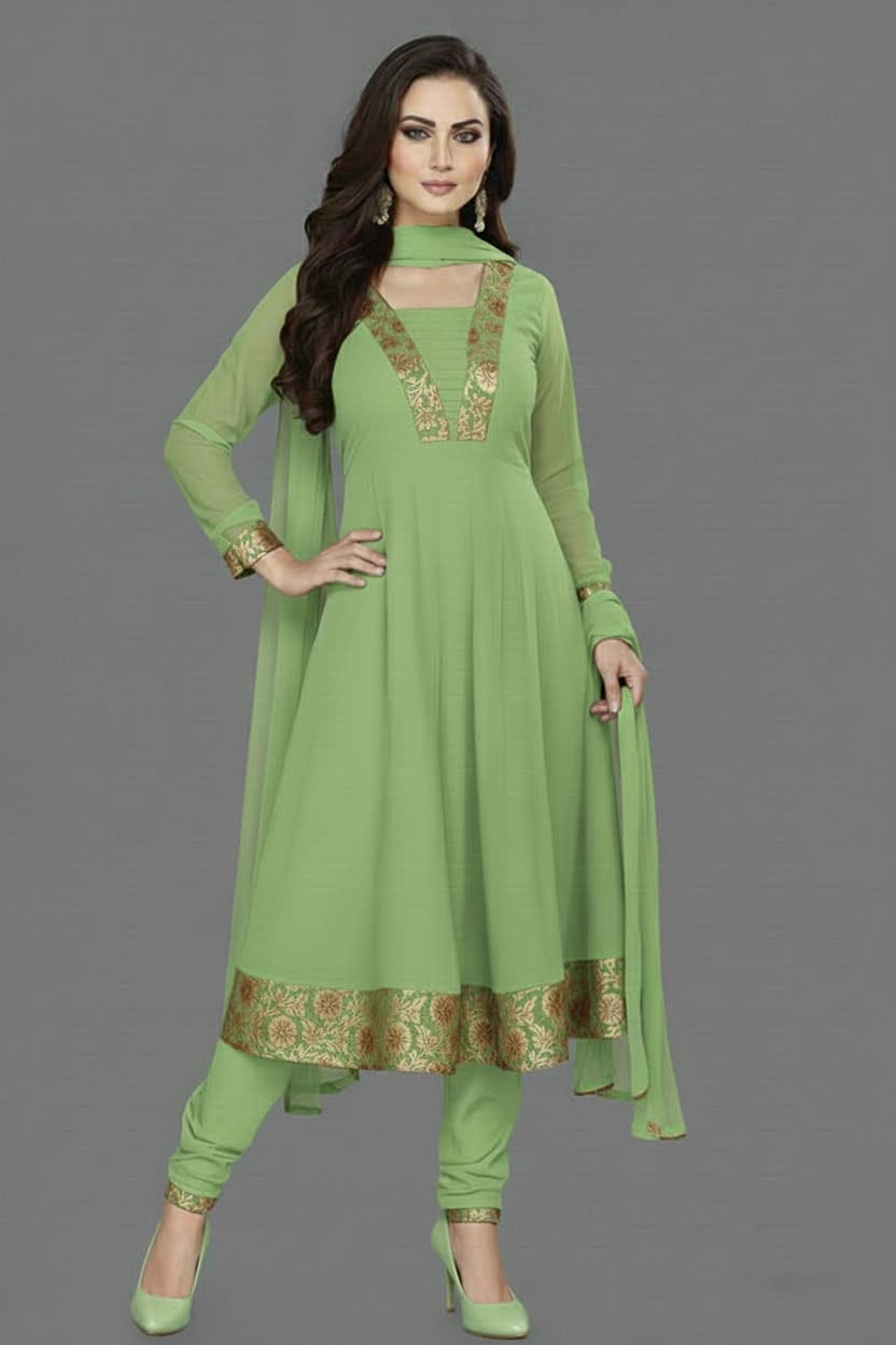 Premium Anarkali Dress Set – Women’s Churidar Suit With Chiffon Dupatta In Multiple Shades Party Wear & Festive Outfit.