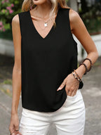 Classic Summer Blouse For Women, NISWA STYLE V-Neck Sleeveless Tank, Loose Fit, Lightweight Style