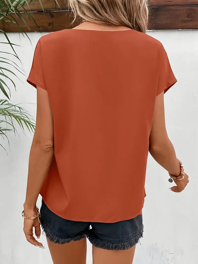Casual V-Neck Sleeveless Top, Regular Fit, All Season Versatile Blouse For Casual & Everyday Wear