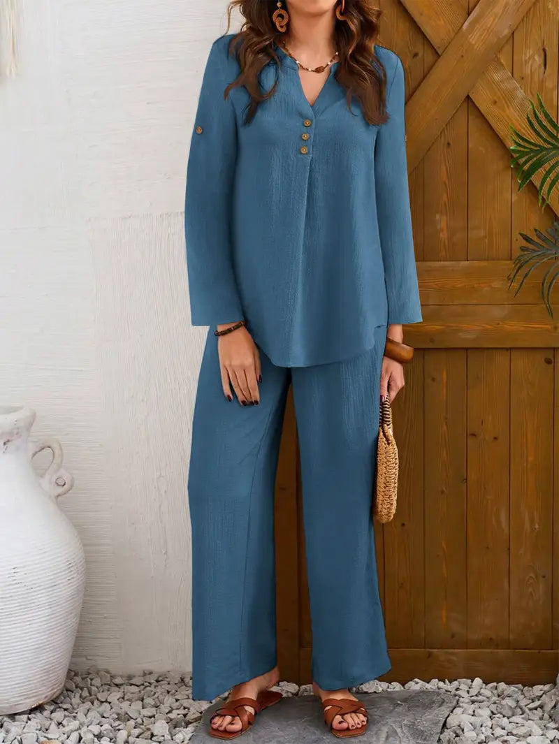 Women’s Two-Piece Elegant Long Sleeve Top Set – Chic Layered Outfit | Stylish Matching Set Fashionable Women’s Apparel