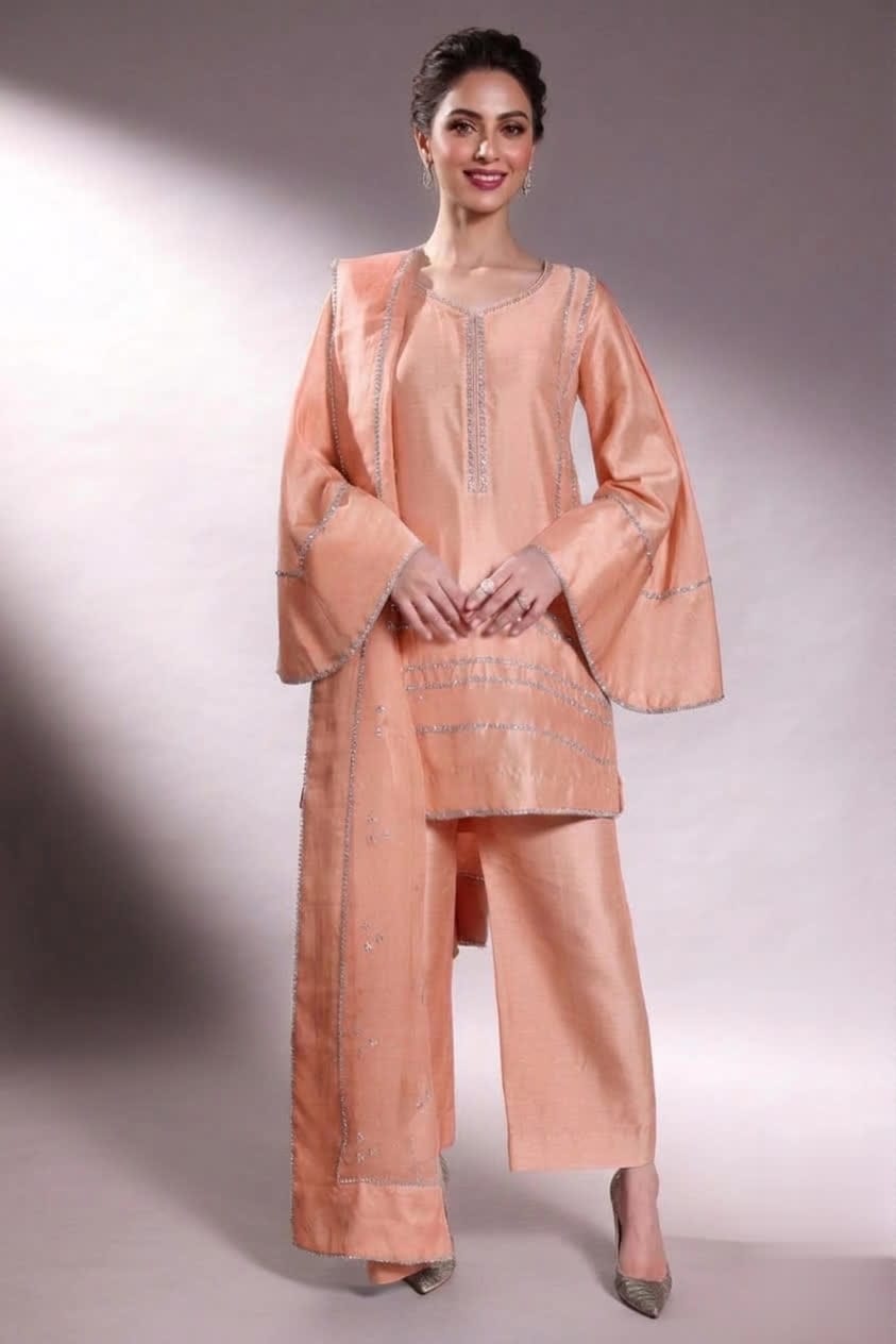 Trendy Armani Silk Culottes Suit With Swarovski Crystal Detailing.