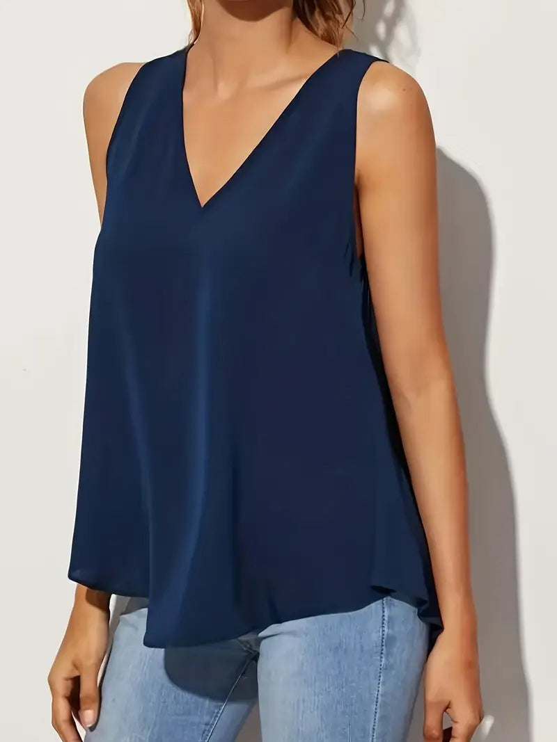Minimalist Vest Dipped Hem – Asymmetrical Sleeveless, High-Low Top Black And Navy Blue For Stylish Outfits