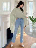 Niswa Style Women's Asymmetric Chiffon Blouse - Lightweight Spring Summer Pullover Shirt