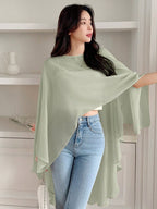 Niswa Style Women's Asymmetric Chiffon Blouse - Lightweight Spring Summer Pullover Shirt