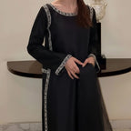 Evening Elegance Black Armani Silk Three Piece Stitched Dress