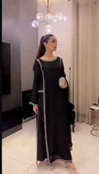 Evening Elegance Black Armani Silk Three Piece Stitched Dress
