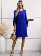 Elegant Blue Maxi Dress - Long Sleeve A-Line Dress - Non-Stretch  Outfit - Chic Women’s Fashion