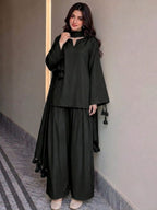Deep Red Pure Lawn Farshi Shalwar Three -Piece Suit
