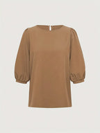 Fashionable Long Sleeve Blouse With Ruffle Details – Casual Crew Neck Shirt, Versatile Women’s Top, Ruffle Detail Blouse