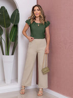 Elegant Sleeveless Tie-Neck Blouse, Vibrant Color, Chic Summer Casual Top For Stylish Everyday Wear