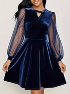 Elegant Korean Chic A-Line Dress – Long Sleeve Formal & Casual Wear For Women | Flattering Fit & Flare Silhouette Outfit