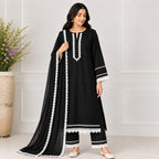Black & White Luxury Pret Suit With Lace Detailing