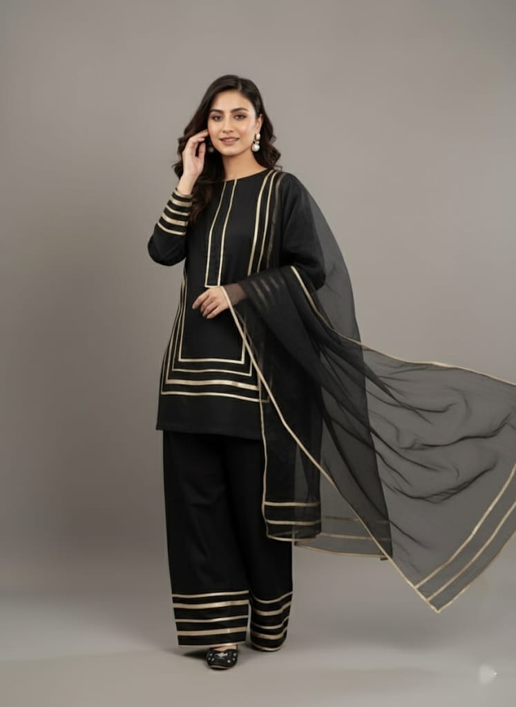 Elegant Ethnic Wear Maroon Gota Patti Suit