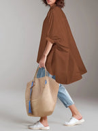 Women’s Chic Cover-Up Shirt –  Short Sleeve, Collared Casual Top For Summer Spring & Fall Outings