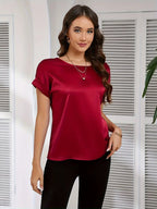 Niswa Style Elegantly Women’s Short-Sleeved T-Shirt, Casual Round Neck, Fashionable And Semi-Formal