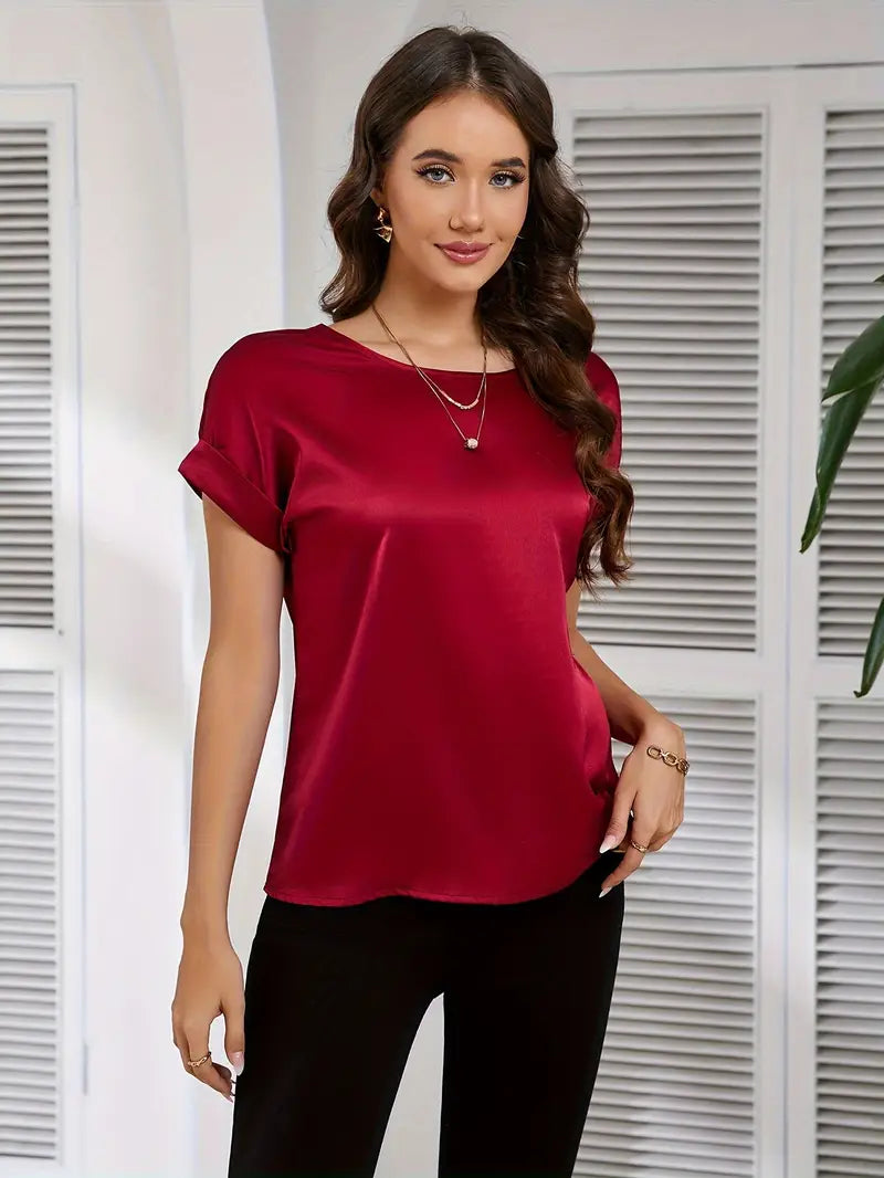 Niswa Style Elegantly Women’s Short-Sleeved T-Shirt, Casual Round Neck, Fashionable And Semi-Formal