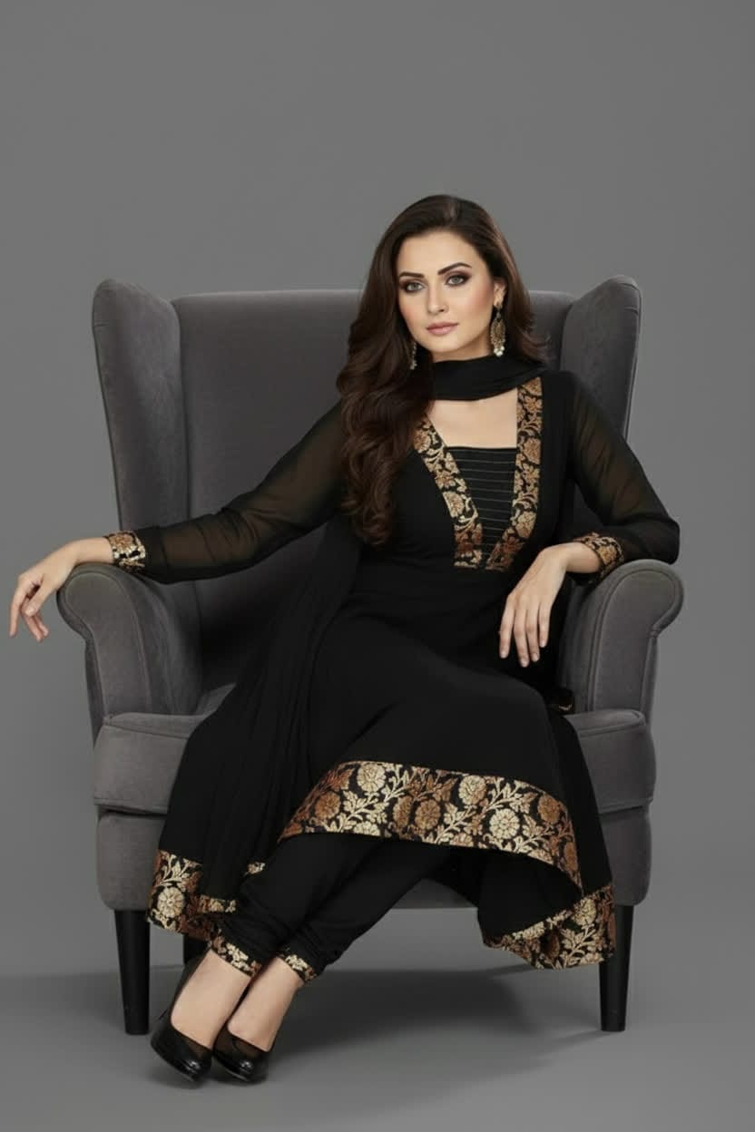 Premium Anarkali Dress Set – Women’s Churidar Suit With Chiffon Dupatta In Multiple Shades Party Wear & Festive Outfit.