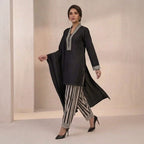 Elegant Black & White Striped Luxury Pret