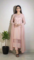 Cotton Lace Kurta Set For Women – 3 Piece Ethnic Suit With Chiffon Dupatta. |