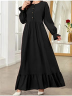 Elegant Maxi Dress for Women – Long Sleeve Flowy Formal & Casual Gown | Modest Abaya Dress, Sophisticated All-Season Fashion